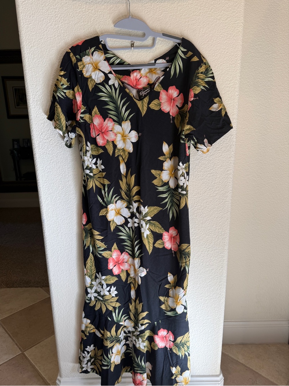 Hibiscus Stephanotis Tea-Length Bias Cut, Bottom Flare Dress Shannon Marie HI